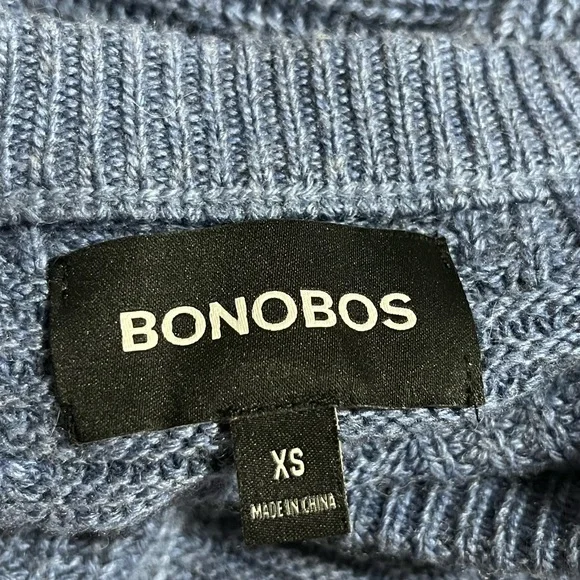 BONOBOS Diamond Stitch Crew Neck Sweater Wool Alpaca Size XS BLUE - Picture 7 of 9